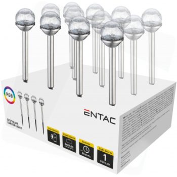 LED-Соларна град.лампа 40см, 1 LED, Стъклена топка, 12бр. EGSL-SS1LCG40RGB-PDQ