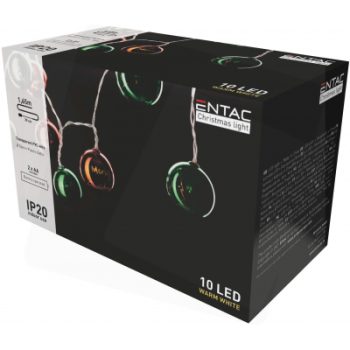 Коледни лампички 10LED цветни топки 55мм ECL-CCBD-10WW