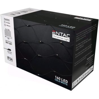 Коледни лампички мрежа IP44 2m х 1,5м ECL-NET-160CW
