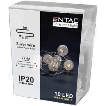 Коледни лампички топки 10 LED 1m ECL-CPB-10WW