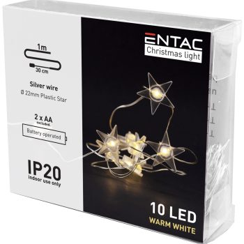 Коледни лампички звездички 10 LED, 1m, ECL-PS-10WW
