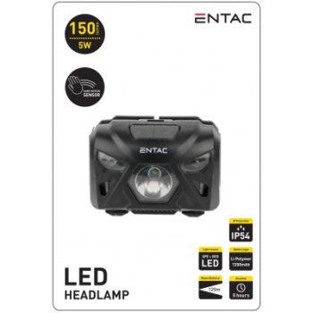 ENTAC ЧЕЛНИК 5W,сензор,red led,EHL-5W-PB-S черен