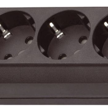 Разклонител с десет гнезда с ключ, кабел 3м, черен