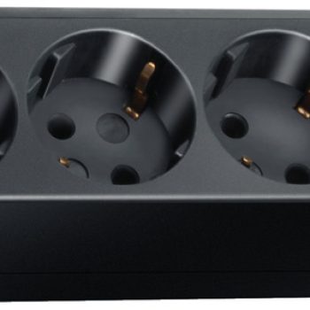 Разклонител със шест гнезда черен с ключ