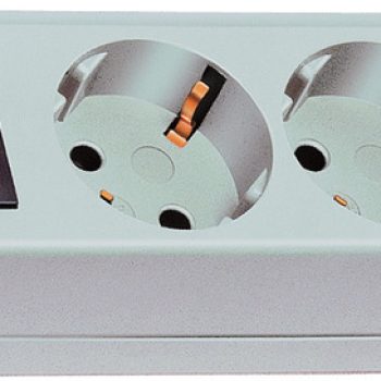 Разклонител с три гнезда светло сив с ключ, кабел 1.5м