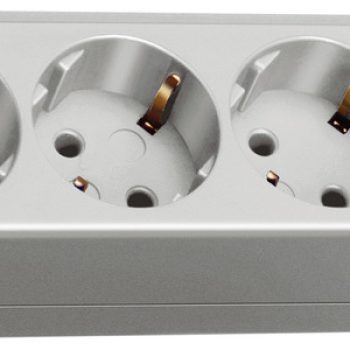 Разклонител със шест гнезда светло сив с ключ, кабел 1.5м