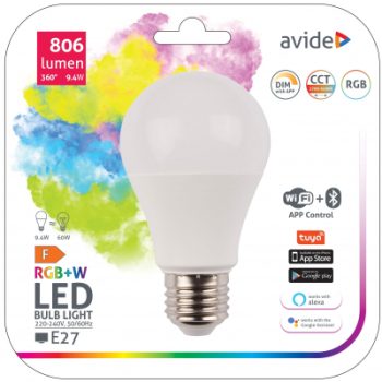 Avide led Smart лампа 9.4w, ASG27RGBW-9.4W-WIBLE