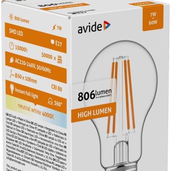 Avide Filament класик E27 7w, 4000k ablfg27nw-7w