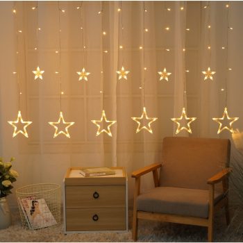Коледни лампичли завеса звезди IP44,ECCL-138-SS-2X1