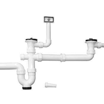 „S“ сифон с преливници и с отклонение за пералня за двукоритна мивка  1-15