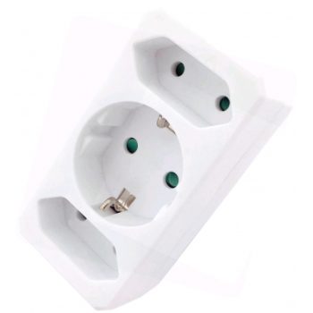 Адаптер 2 евро гнезда и 1 шуко без ключ/ с ключ