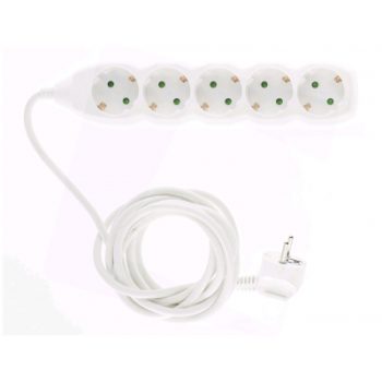 Разклонител с пет гнезда, кабел 1,5м, 3х1.5кв.мм.